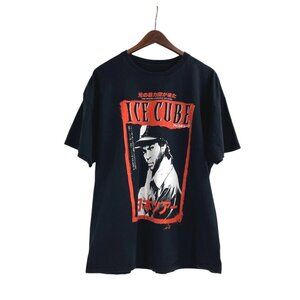 Ice Cube Japan Tour T-Shirt Black Red Graphic Print Cotton Short Sleeve XL Rap